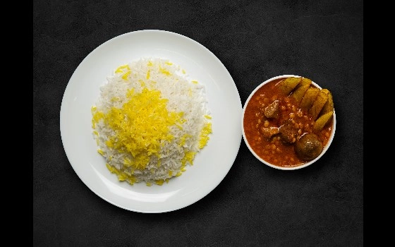 چلو خورشت قیمه سیب زمینی