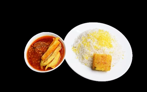 چلو خورشت قیمه سیب زمینی