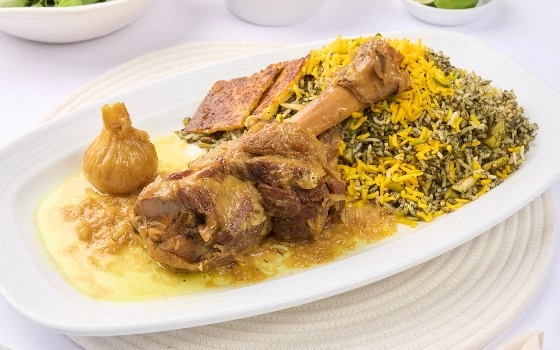 باقالی پلو با ماهیچه (دونفره)