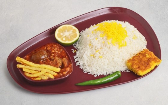 چلو خورشت قیمه سیب زمینی