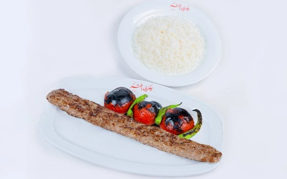 چلو کباب کوبیده (تک سیخ)