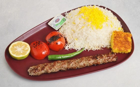 چلو کباب کوبیده150گرم تک سیخ
