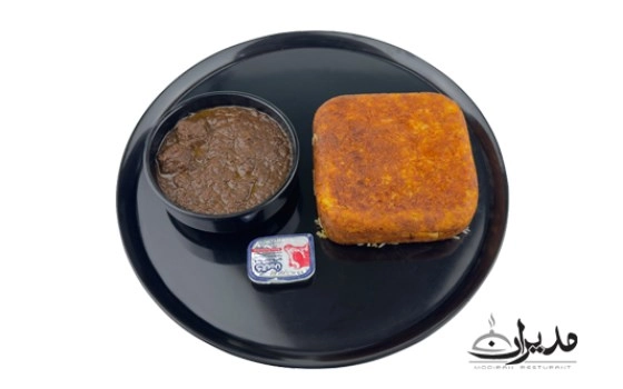 چلو خورشت فسنجان با ته دیگ