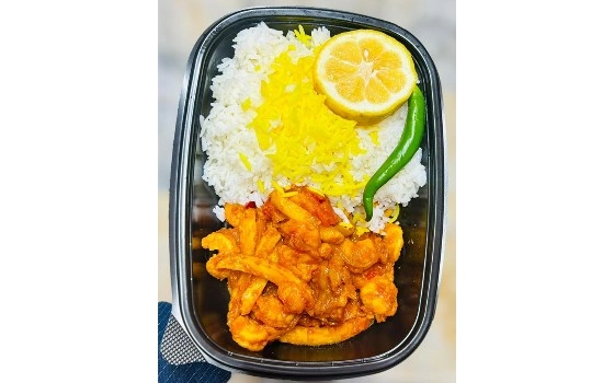 چلو دوپیازه میگو اکونومی( حجم کم)