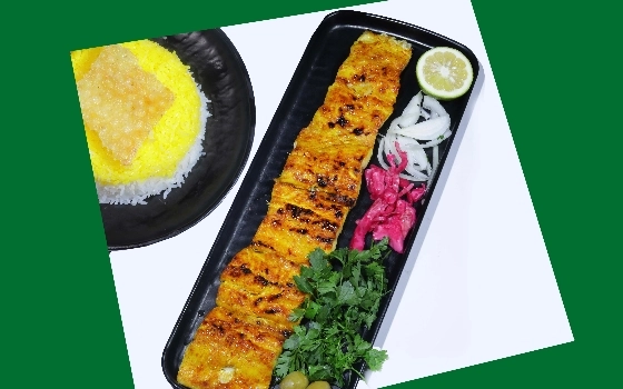 چلو ماهی قزل آلا کبابی