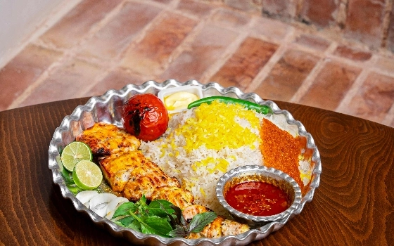 چلو جوجه کباب زعفرانی