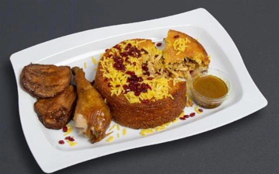ته چین زعفرانی قالبی مرغ