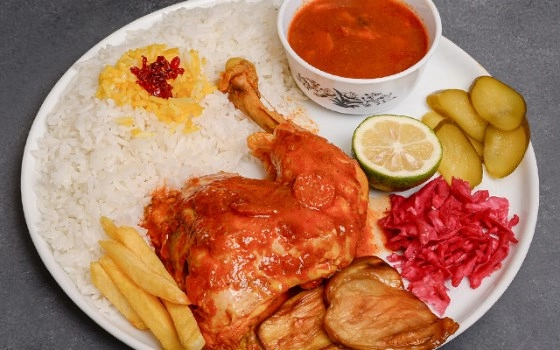 چلو مرغ ران