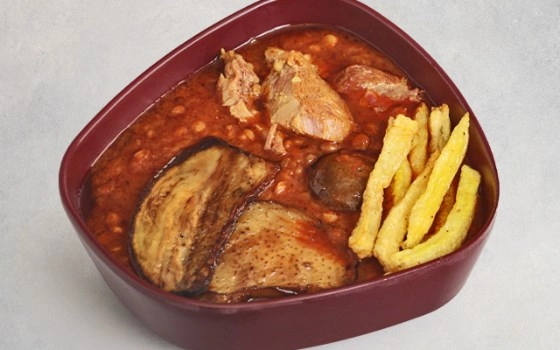 خورشت قیمه بادمجان + سیب زمینی