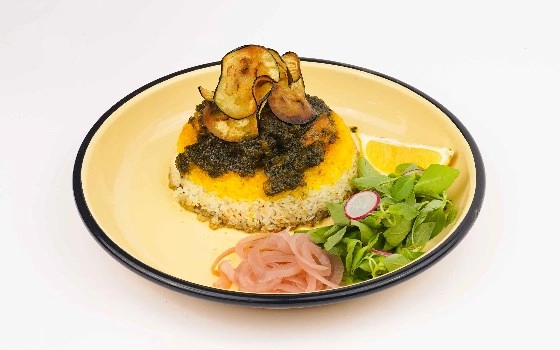 کته خورش مرغ و گیشنیز