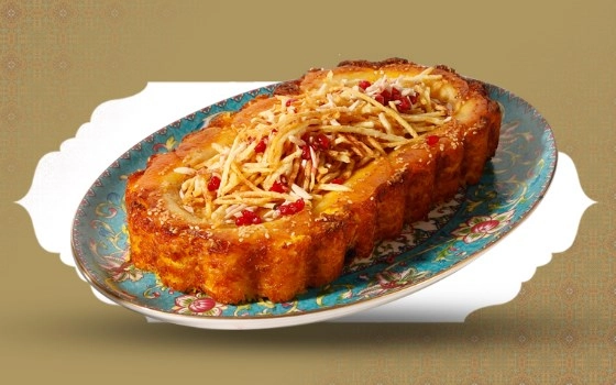 ته چین مرغ و بادمجان