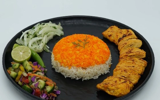 جوجه زعفرانی&برنج سفید