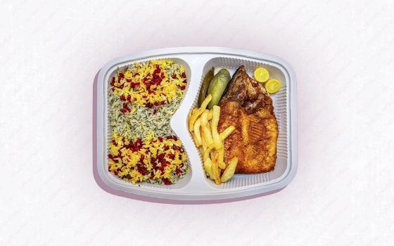 کته سبزی با ماهی سرخ شده اکونومی