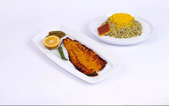 سبزی پلو ماهی قزل آلا کبابی