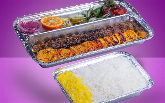 چلو میکس کوبیده مرغ و گوشت