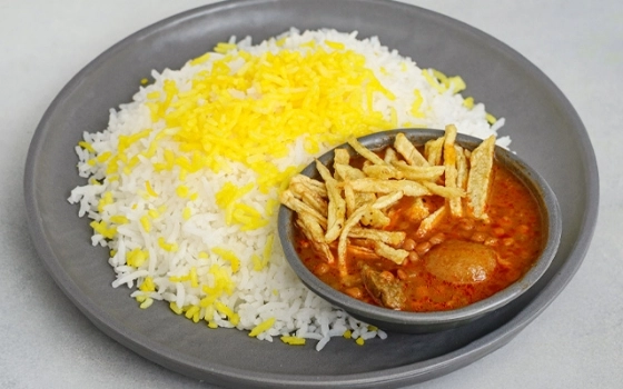 چلو خورشت قیمه سیب زمینی