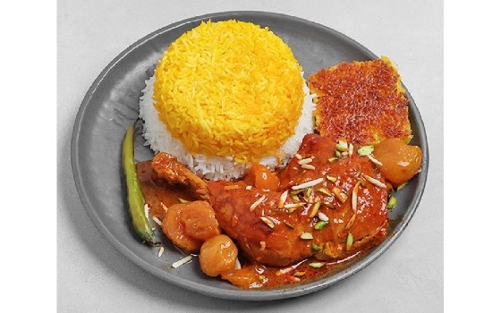 چلو خورشت مرغ و آلو