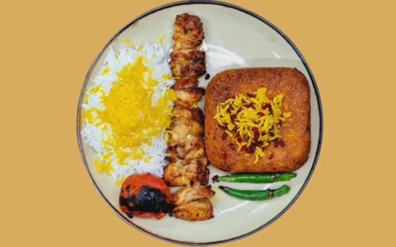 ته چین با جوجه کباب ران