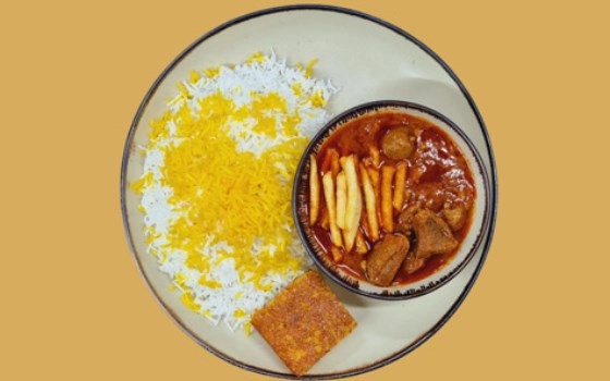 چلو خورشت قیمه سیب زمینی