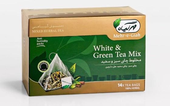 دمنوش مخلوط چای سبز و سفید