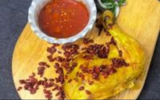 خوراک ران مرغ سرخ شده
