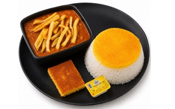 چلو خورشت قیمه سیب