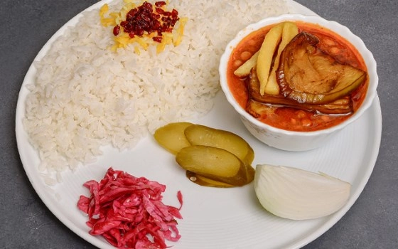 چلو خورش قیمه بادمجان
