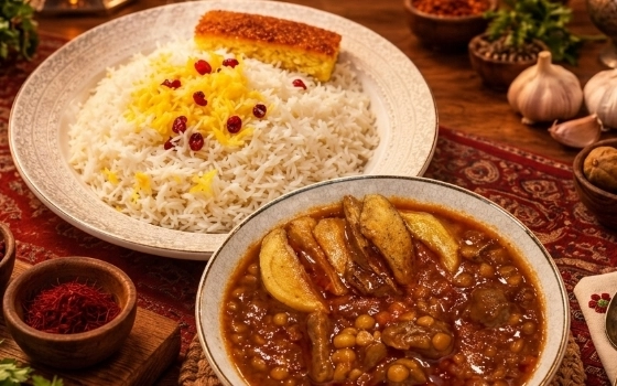 چلوخورشت قیمه باچیپس خلالی