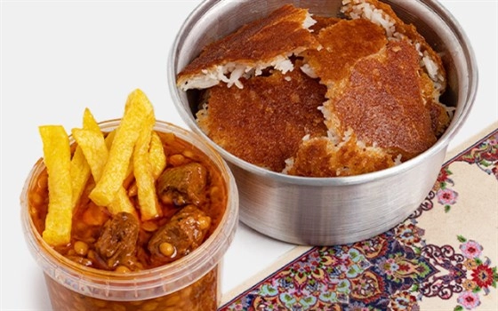 خورشت ته دیگ قیمه سیب زمینی