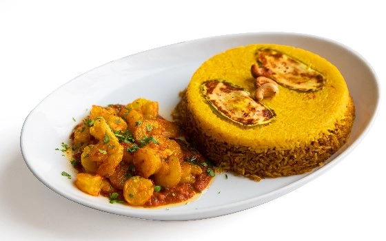 میگو ماسالا با برنج کاری