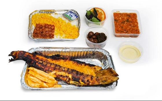 چلو ماهی قزل آلای کبابی