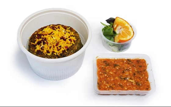 ته چین سبزی پلو با گردن بره