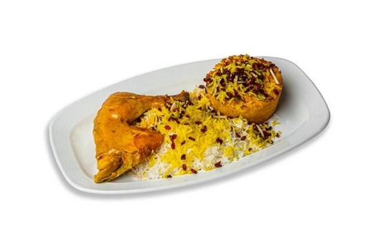 ته چین پلو با مرغ (ران)