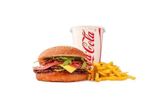 دبل بیکن برگر free combo