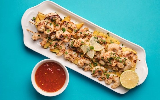 میگو گریل با سس چیلی شیرین