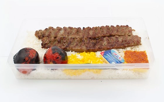 چلو کباب کوبیده دو سیخ 130 گرمی