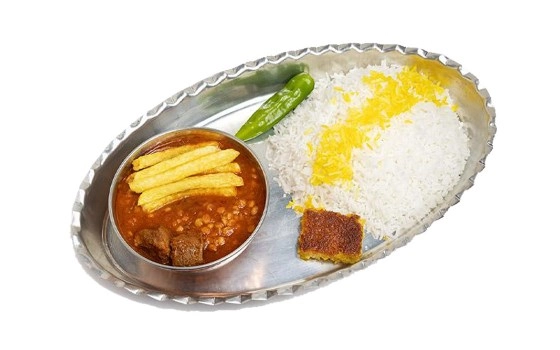 چلو خورشت قیمه سیب زمینی