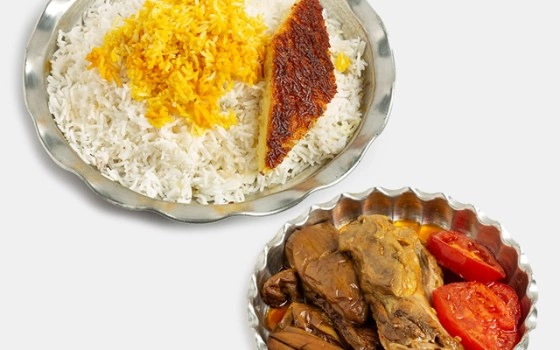 چلو گوشت و بادمجان