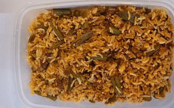 لوبیا پلو با گوشت