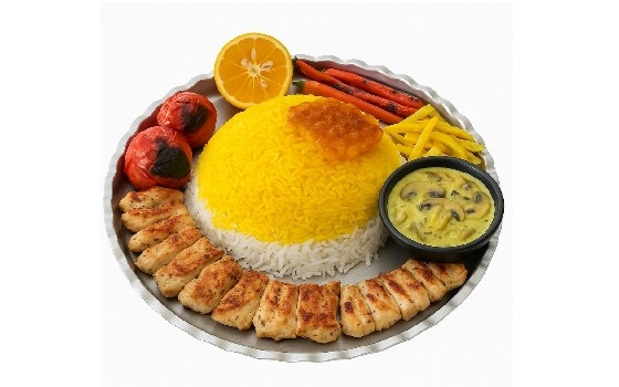 چلو جوجه سیر و خامه