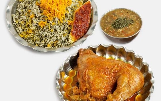 سبزی پلو بامرغ زعفرانی