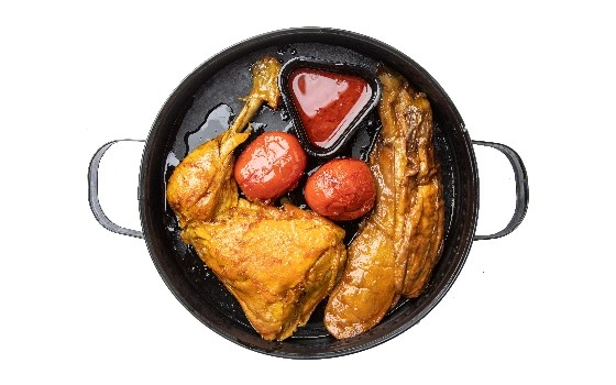 خورش خالی مرغ و بادمجان ران