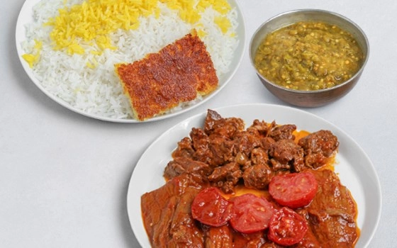 چلو گوشت و بادمجان