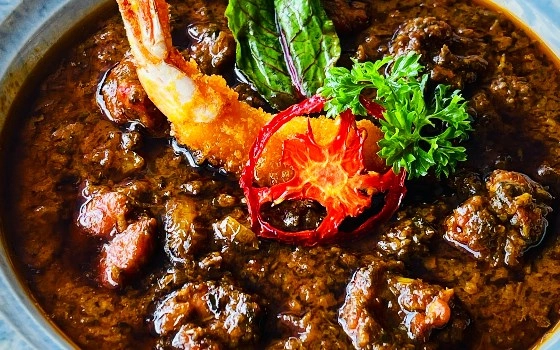 قلیه میگو با چلو