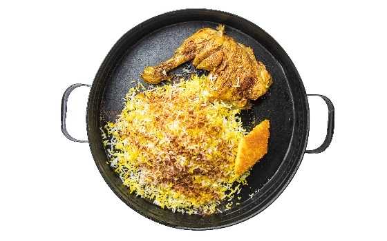 ترچین پلو ران مرغ با روغن کرمانشاهی
