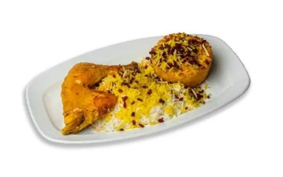 ته چین پلو با مرغ (ران)