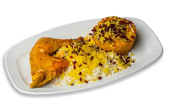 ته چین پلو با مرغ (ران)